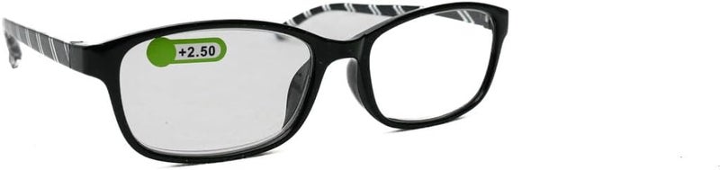Daiso Square Stripe Reading Glasses +2.5 Magnification - Black/White - Image 3